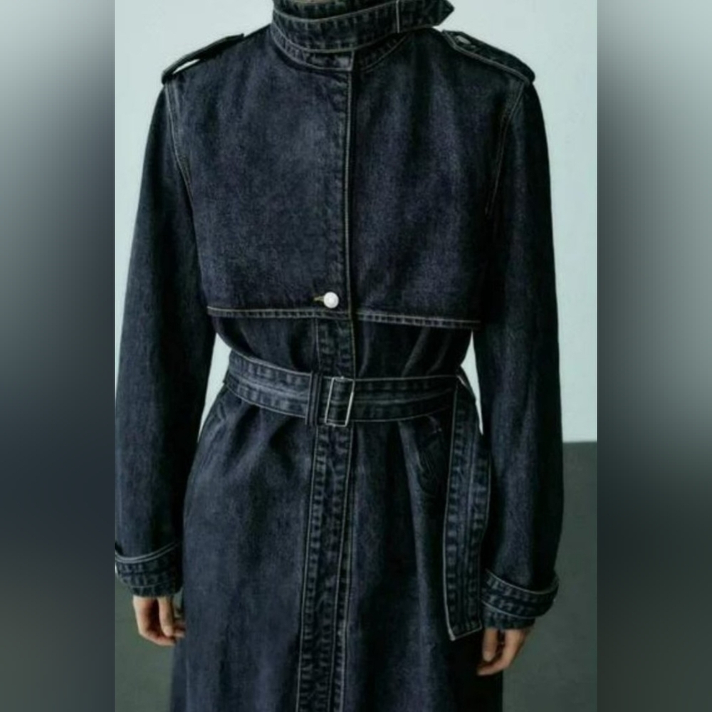 NWOT ZARA TRF DENIM TRENCH - Picture 16 of 17